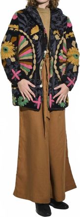 ASHA Suzani Velvet Coat In Black