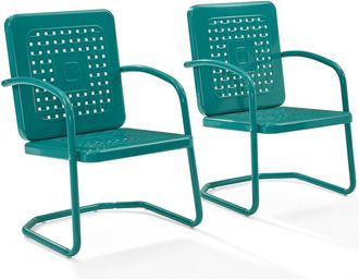 Crosley Furniture Bates 2Pc Outdoor Metal Armchair Set Turquoise - 2 Armchairs