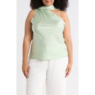 Renee C Scarf Detail One Shoulder Top in Pistachio at Nordstrom Rack, Size 2X