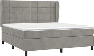 vidaXL Vidaxl - Cama Box Spring Con Colch&oacute;n Terciopelo Gris Claro 180x200 Cm