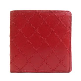 Chanel Red Color Leather Wallet (Bi-Fold) (Pre-Owned)