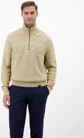 Lerros Strickpullover LERROS Herren-Troyer mit Jacquardmuster, Herren, Gr. XXL, tender beige melange, 100% Baumwolle, ohne Ausschnitt, Pullover Strickpullove