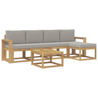 vidaXL Conjunto De Sof&aacute;s De Exterior 6 Pcs Blanco Y Gris Claro Vidaxl