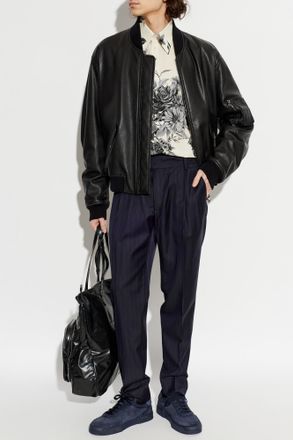 Dolce & Gabbana Leather bomber Jacket, Mens, Black