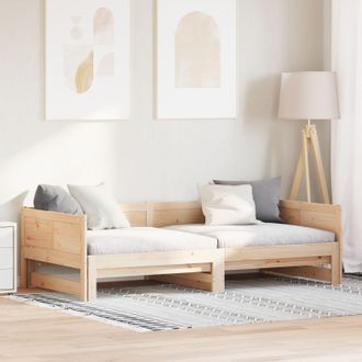 Berkfield Home Pull-out Day Bed 90x200 cm Solid Wood Pine in Brown