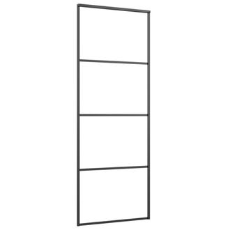 Berkfield Home Sliding Door Aluminium & ESG Glass 76x205 cm Black