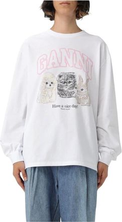 Ganni Mujer, Camisetas, Blanco, Talla: L
