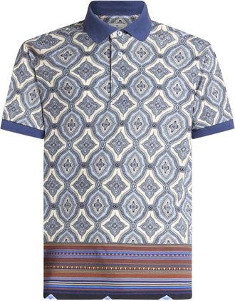 Etro Blauw Geometrisch Poloshirt - Heren - Polos - Blauw - S - Katoen - Tops