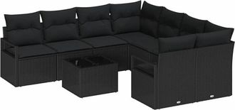 vidaXL Vidaxl - Garden Sofa Set Manual 9 pcs Beige 100 x 55 x 73 cm Poly rattan