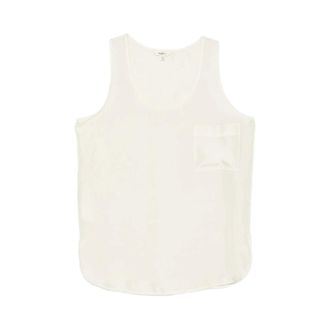 Barena Sleeveless Tops, female, Beige, Size: XS Pearl Scoop Neck Chest Pocket Sleeveless Top
