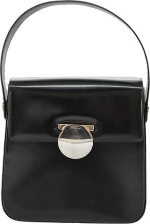 Ferragamo Vintage Top Handle Leather Black Leather Handbag (Pre-Owned)