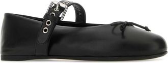 Miu Miu Womens Ballet Flat Black Calfskin