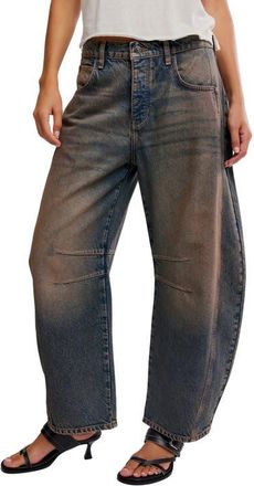 Free People We the Free Good Luck Mid Rise Barrel Leg Jeans in Desert at Nordstrom, Size 24