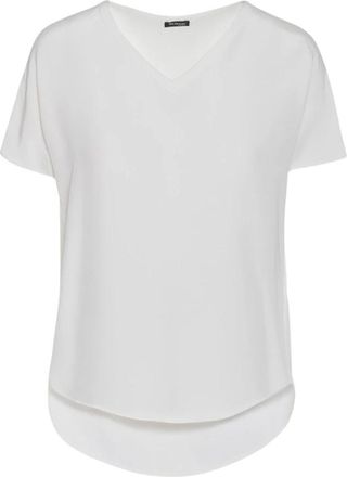 Kiton Zijden V-hals T-shirt - Dames - T-shirts - Wit - 2XS - Tops