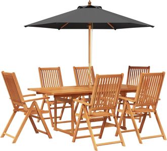 vidaXL Conjunto De Comedor Exterior Con Parasol 8 Uds. Vidaxl