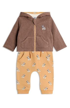 JoJo Maman B&eacute;b&eacute; Reversible Jacket, Bodysuit & Joggers Set in Brown at Nordstrom, Size 0-3M