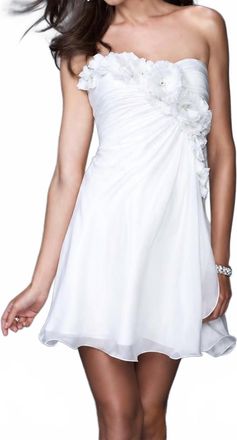 La Femme Strapless Mini Dress In White