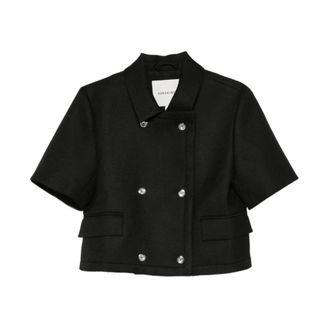 Birgitte Herskind Light Jackets, female, Black, Size: XS Cropped Double-Breasted Jacket
