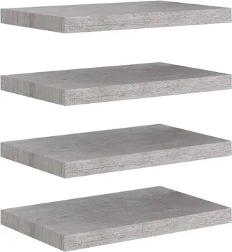 vidaXL Vidaxl - Estantes flotantes pared 4 uds mdf gris hormigón 50x23x3,8 cm
