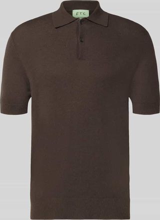 FTC Slim Fit Poloshirt mit Kaschmir-Anteil in Dunkelbraun, Gr&ouml;&szlig;e 48