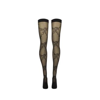 Wolford Floral Net Effect Stay-ups - Dames - Pantys - Zwart - L - Wol - Ondergoed