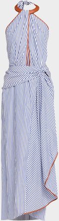 Johanna Ortiz Centro Del Cielo Striped Halter Ankle Dress