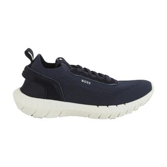 HUGO BOSS Schoenen, Heren, Blauw, 45 EU, Leer, Sneaker BLU