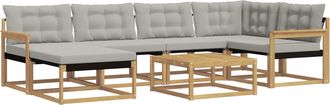 vidaXL Conjunto De Sof&aacute;s De Exterior 7 Uds. Blanco Y Gris Claro Vidaxl