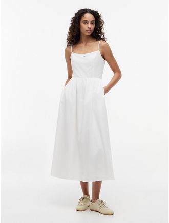 Tommy Hilfiger Womens Tommy Jeans Poplin Midi Dress - Ecru - L
