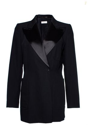 Dries Van Noten Black Wool Jacket W/Satin Lapels Size L