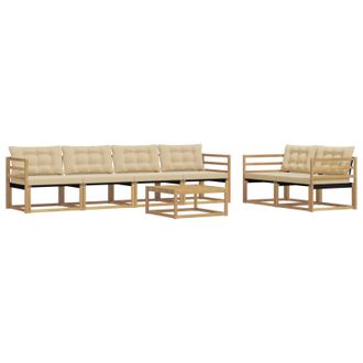 vidaXL Conjunto De Sof&aacute;s De Exterior 7 Pcs Y Beige 79 X 79 X 37 Cm Vidaxl