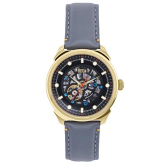 Reign Mens Weston Automatic Skeletonized Leather-Band Watch - Grey Stainless Steel - One Size