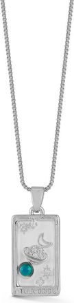 Sphera Milano The World Tag Pendant Necklace in Silver at Nordstrom Rack