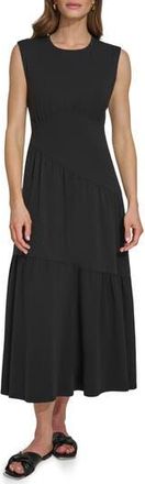 DKNY Gathered Sleeveless Tiered Maxi Dress in Black at Nordstrom Rack, Size X-Small
