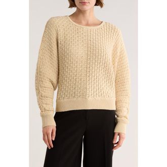 Elie Tahari Textured Dolman Sleeve Cotton Sweater in Sand at Nordstrom Rack, Size X-Small