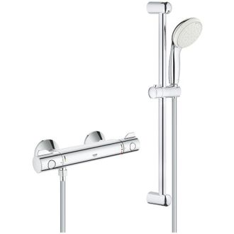 GROHE Grohtherm 800 Mezclador termostático de ducha de 1/2 con juego de ducha, Cromo (34565001) - Grohe