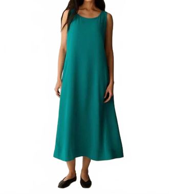 Eileen Fisher Ballet Neck Midi Dress In Teal