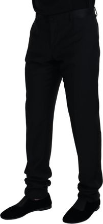 Dolce & Gabbana Mens Black Wool Chino Formal Pants Virgin Silk Polyester
