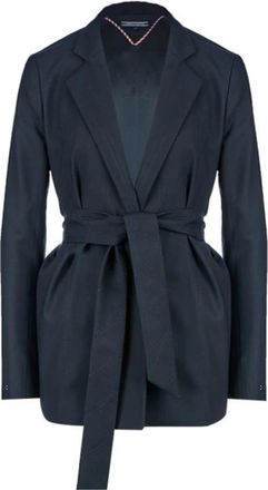Tommy Hilfiger Klassieke wollen blazer met ceintuur - Dames - Blazers - Blauw - M - Wol - Jassen