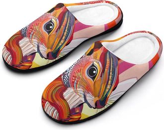 Generic Vibrant Squirrel Womens Slippers Warm House Slippers Indoor House Shoes with Anti-Skid Rubber Sole