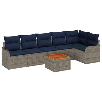 vidaXL Set Divano Da Giardino 7 Pz Grigio Polyrattan Vidaxl