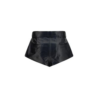 Magda Butrym Womens Black Lambskin Bermuda Shorts