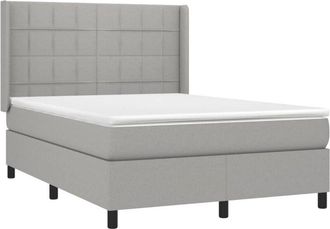 vidaXL Vidaxl - Cama Box Spring Colch&oacute;n Y Luces Led Tela Gris Claro 140x190 Cm