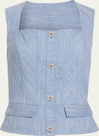 Ramy Brook Suki Textured Button-Front Top