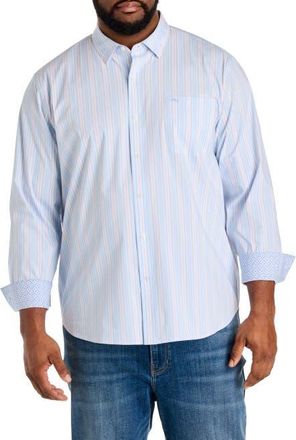 Tommy Bahama Big & Tall Sarasota Stretch Striped Sport Shirt in Dew Drop at Nordstrom, Size Xx-Large