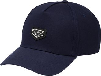 Philipp Plein Plaque Baseball Cap - unisex - Petten - Blauw - ONE Size - Katoen - Accessoires