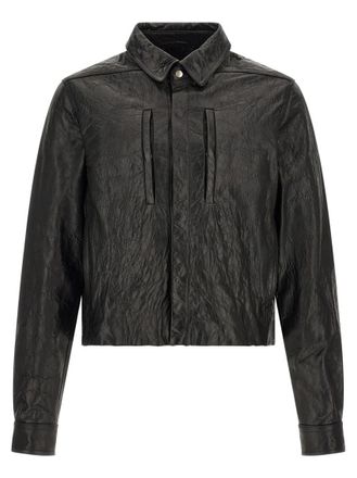 Rick Owens Black Textured Shirt Collar Jacket
