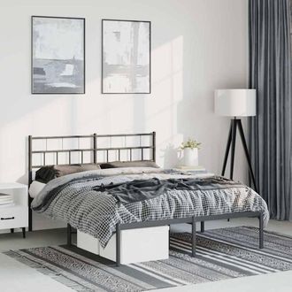 vidaXL Vidaxl - Estructura Cama Sin Colch&oacute;n Con Cabecero Metal Negro 135x190 Cm