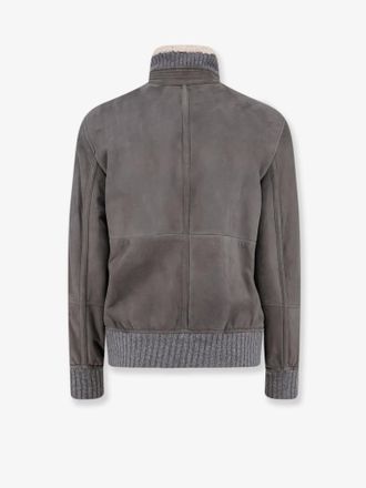 Brunello Cucinelli Mens Shearling Jacket Grey Sheepskin