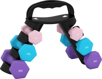 OEM Set Di 6 Manubri In Metallo Con Supporto Per Allenamento Muscolare, Rosa